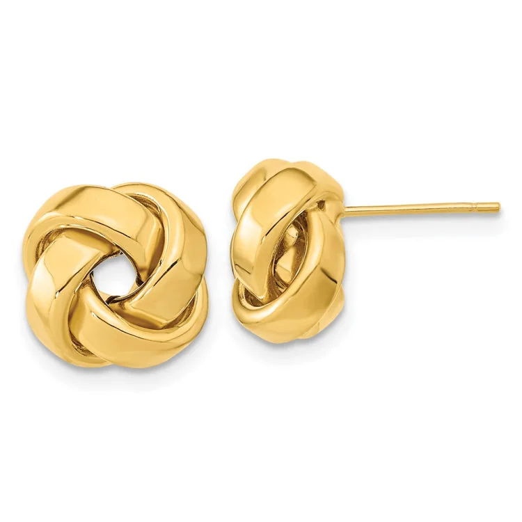 Ladies dangly gold earrings-14k Polished Love Knot Post Earrings