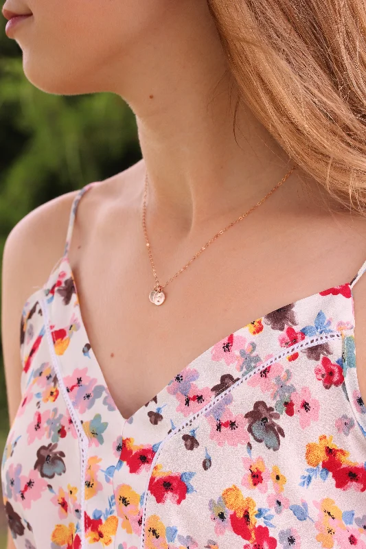 Ladies trendy statement necklace-tiny initials necklace { rose gold }