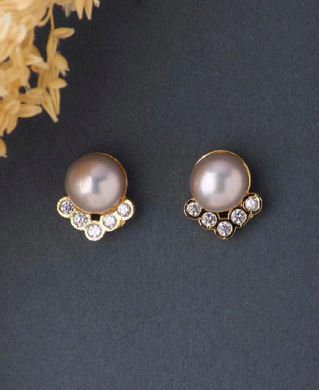 Ladies gold hoop earrings-Simple Pearl Stud Earring