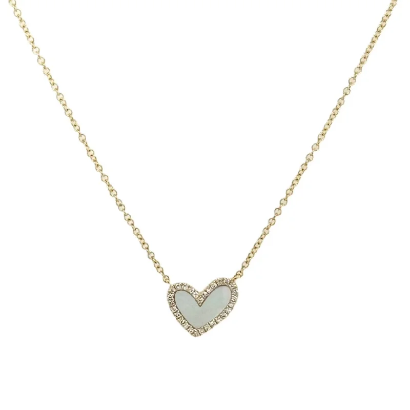 Ladies heart-shaped necklace-MINI MOTHER OF PEARL & DIAMOND HEART NECKLACE