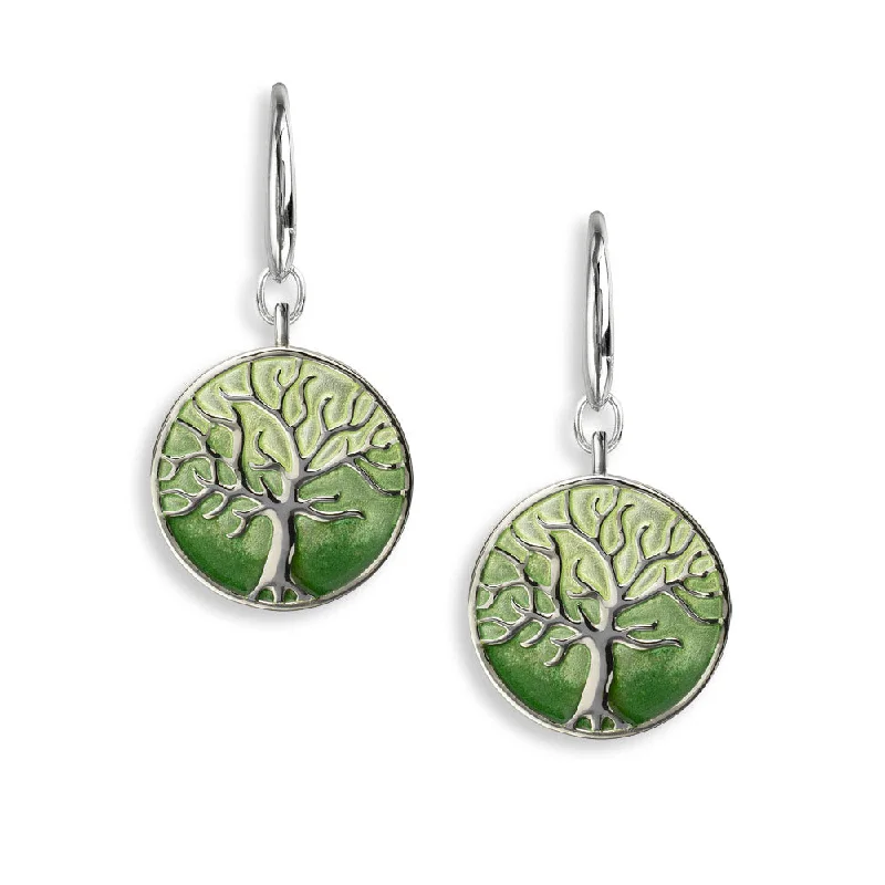 Ladies gold dangle earrings-Double-sided enamel design, Rhodium Plated for easy care, Gift Boxed