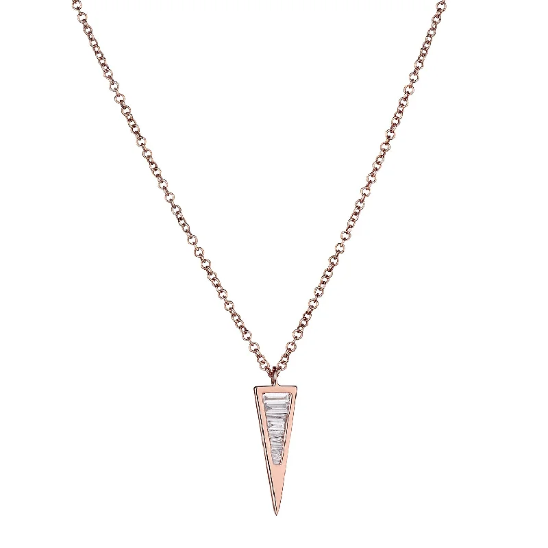 Ladies twisted gold necklace-BAGUETTE DIAMOND SPIKE NECKLACE