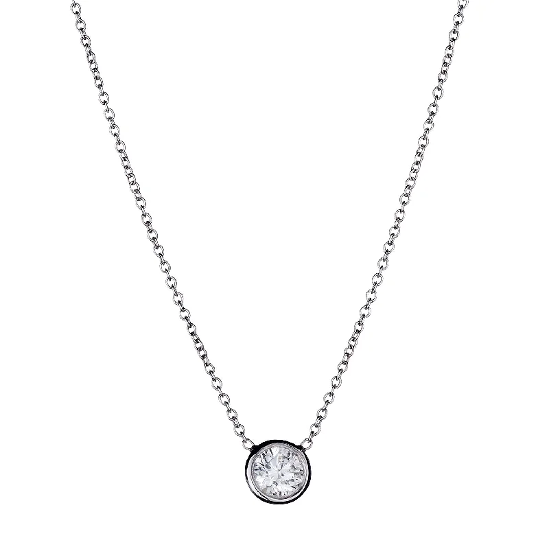 Ladies luxury necklace-BEZEL SET DIAMOND NECKLACE