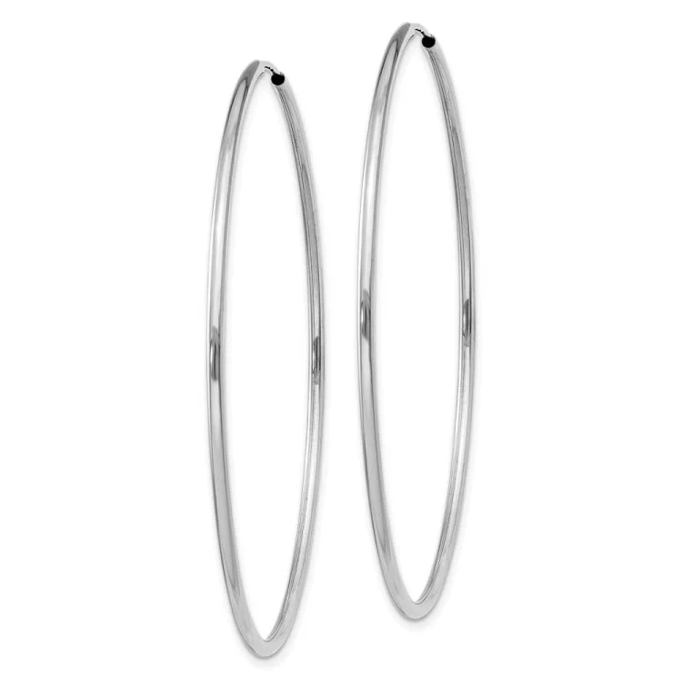 Ladies romantic earrings-14k White Gold 1.5mm Polished Endless Hoop Earrings