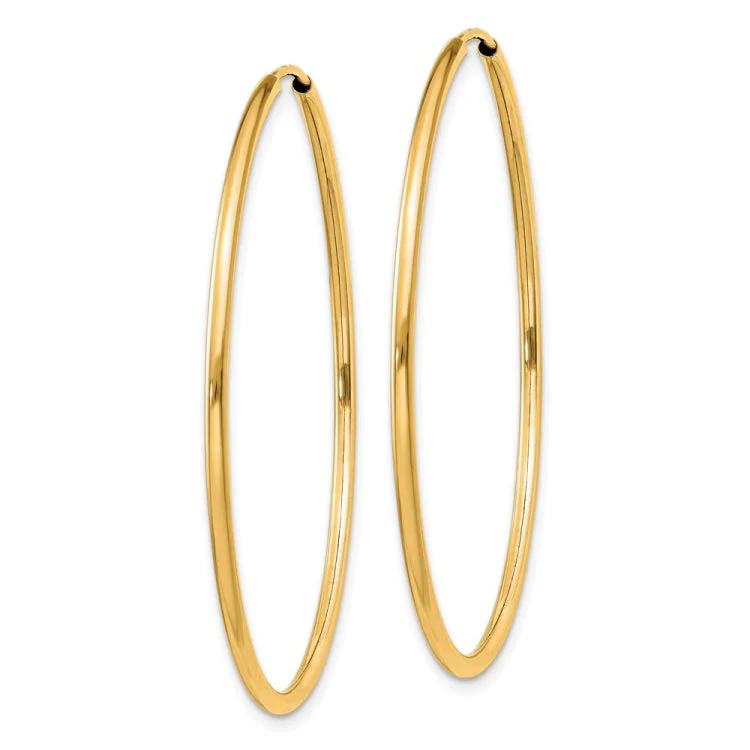 Ladies elegant hoop earrings-14k 1.5mm Polished Round Endless Hoop Earrings