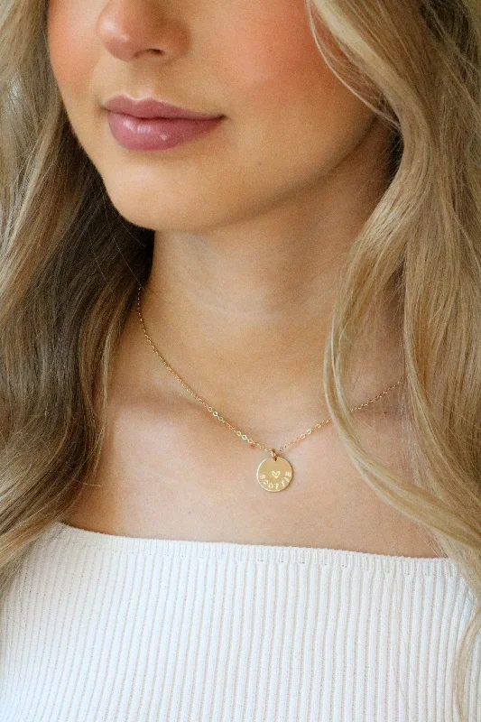 Ladies diamond necklace-rimmed name + heart necklace {silver + gold}