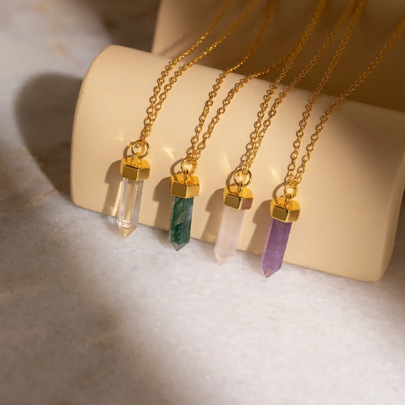 Ladies twisted gold necklace-Crystal Quartz Necklaces