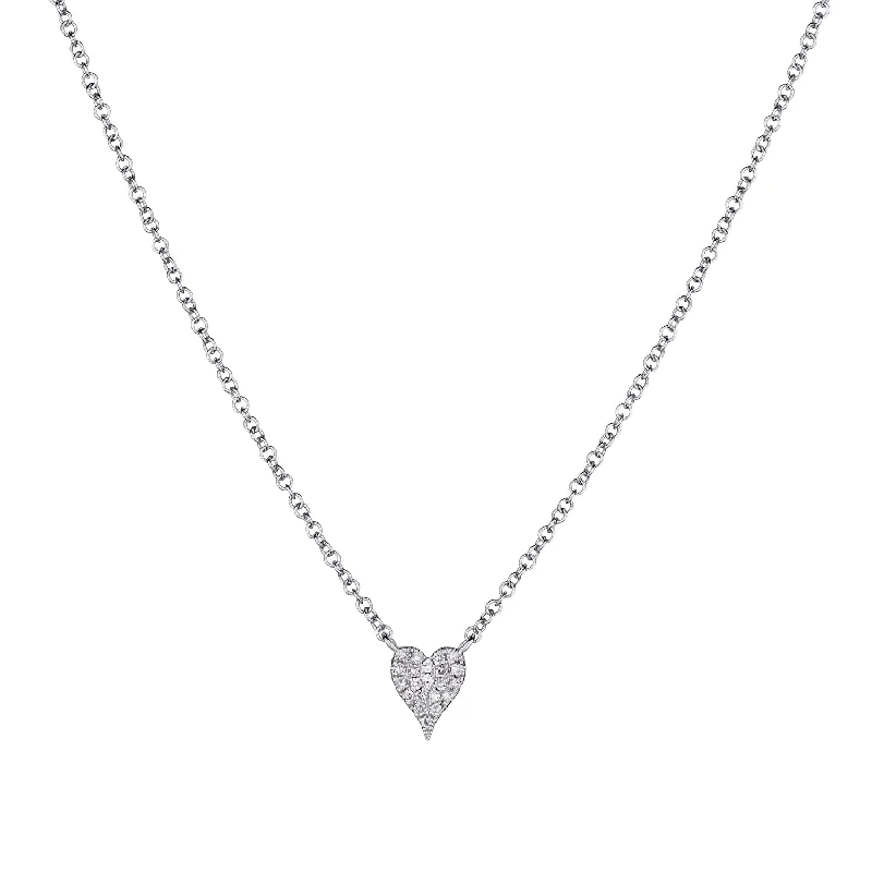 Ladies gold coin necklace-PAVÉ DIAMOND HEART NECKLACE