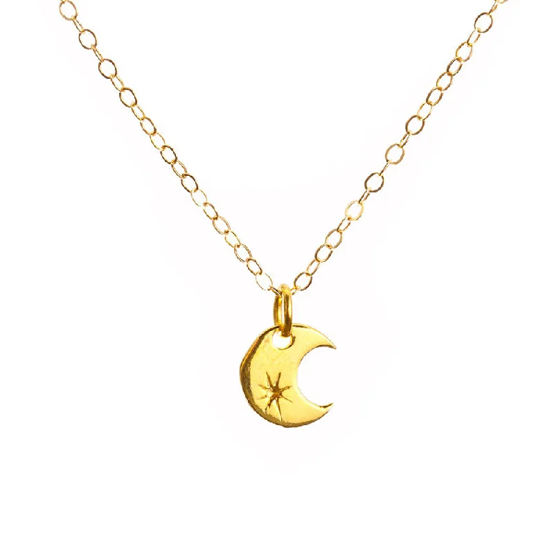 Ladies minimalist necklace-Gold Moon Necklace