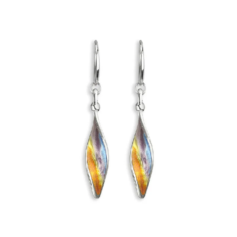 Ladies oversized earrings-Swivel bale with enamel design on back, Rhodium Plated for easy care, Gift Boxed