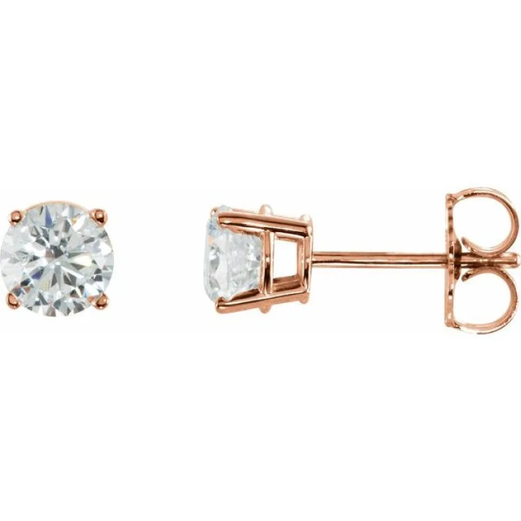 Ladies wedding dangle earrings-14K Rose 4 CTW Lab-Grown Diamond Stud Earrings