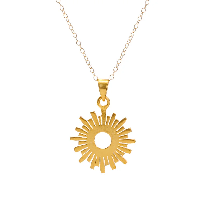 Ladies birthstone necklace-Gold Sun Pendant Necklace