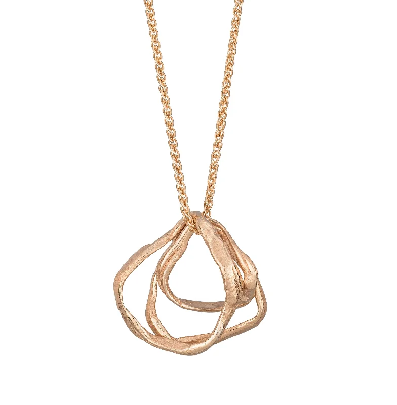 Ladies luxury pearl necklace-Pebble Circles Pendant 9ct Rose Gold