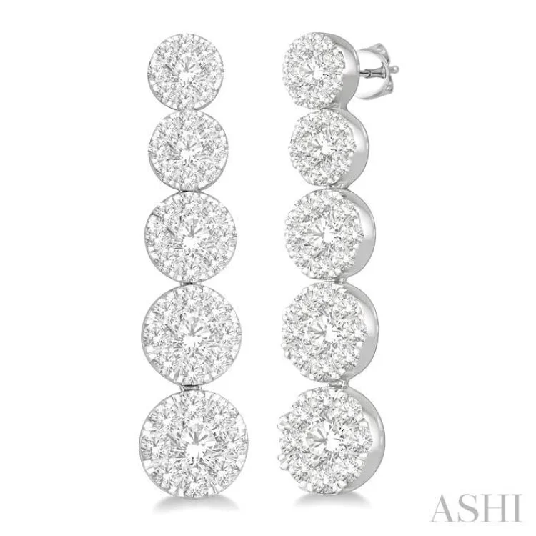 Ladies eternity earrings-1 1/6 Ctw Lovebright Round Cut Diamond Earrings in 14K White Gold