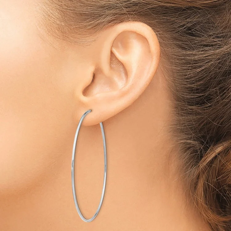 Ladies modern hoop earrings-14k White Gold Polished Endless Tube Hoop Earrings