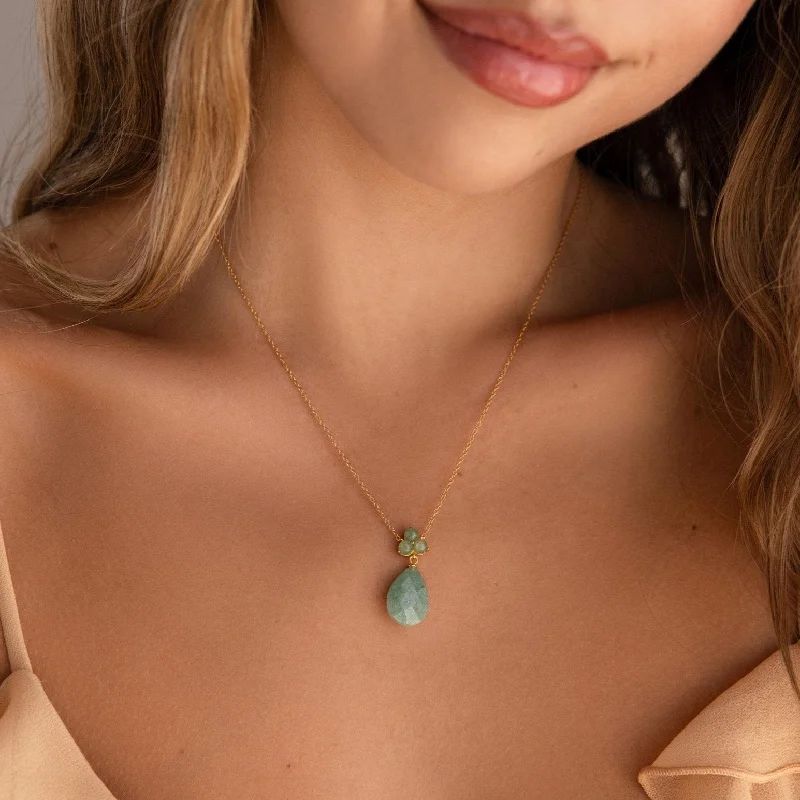 Ladies diamond teardrop necklace-Jade Teardrop Necklace