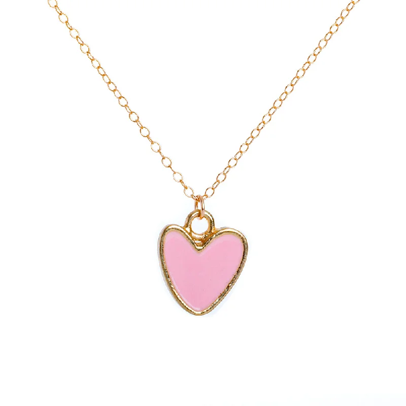 Ladies diamond teardrop necklace-Gold Enamel Heart Necklace