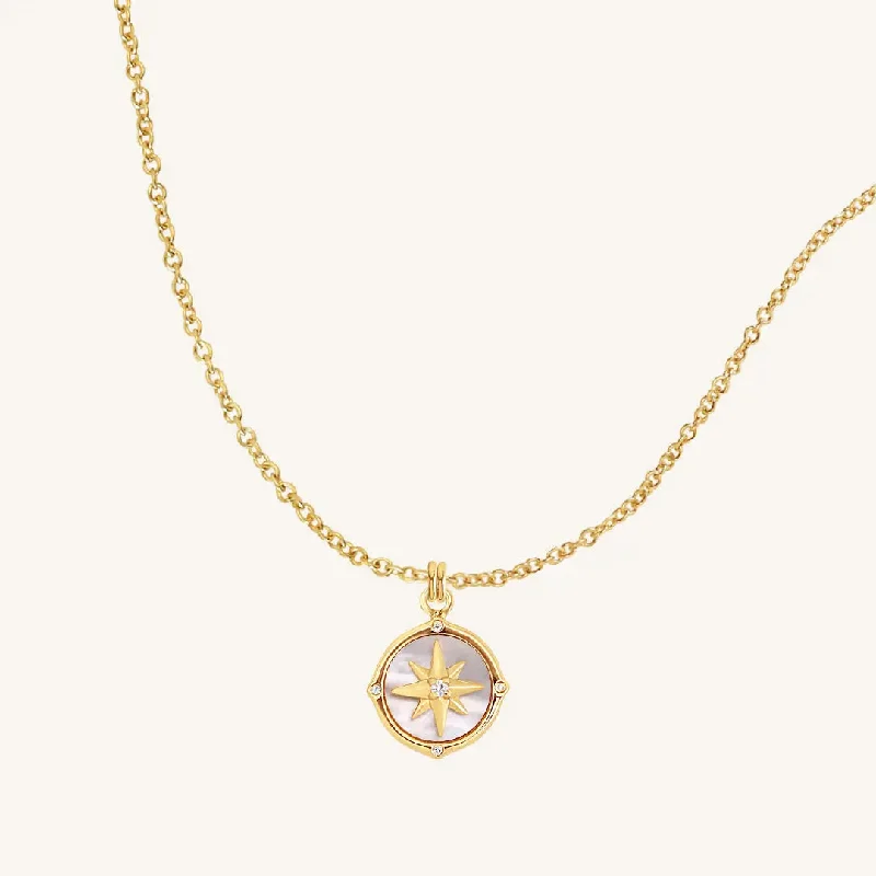 Ladies gemstone pendant necklace-Compass Necklace