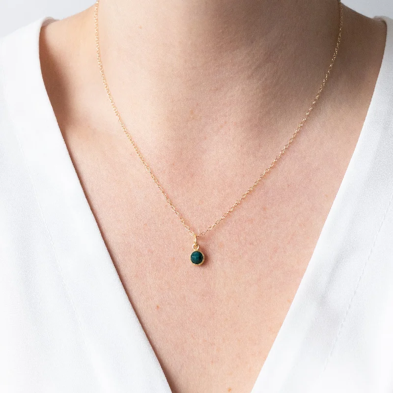 Ladies gold necklace-Gold Emerald May Birthstone Necklace