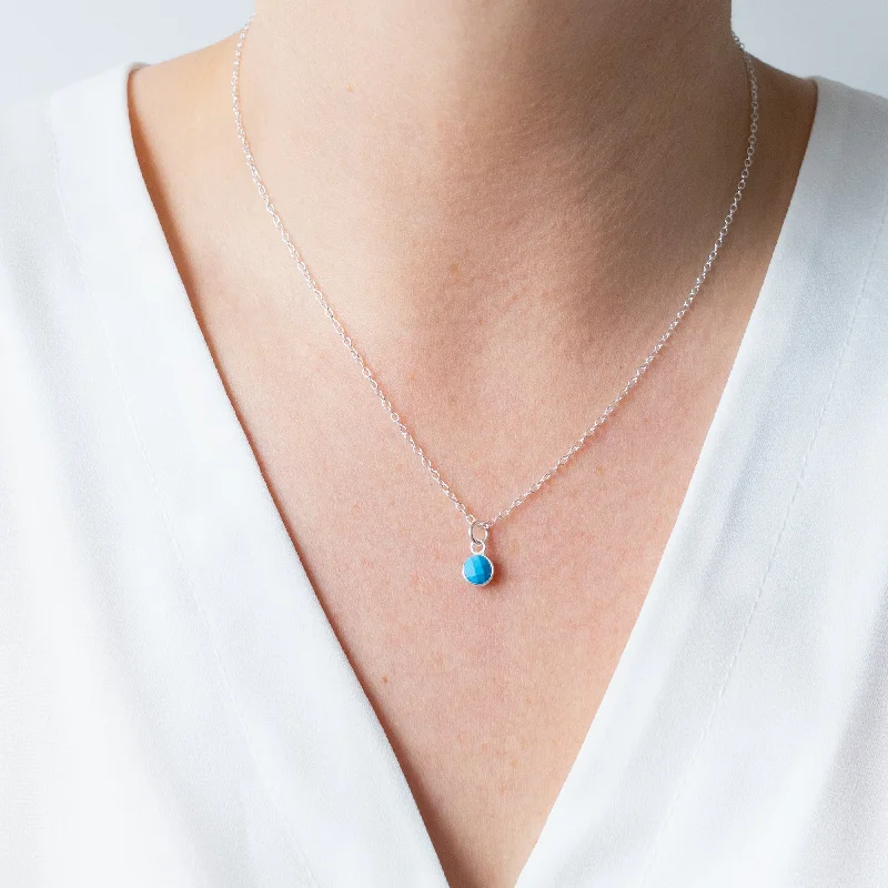 Ladies rose gold pendant necklace-Silver Turquoise December Birthstone Necklace