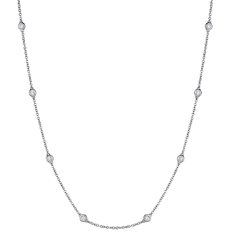 Ladies layered chain necklace-BEZEL SET DIAMOND NECKLACE