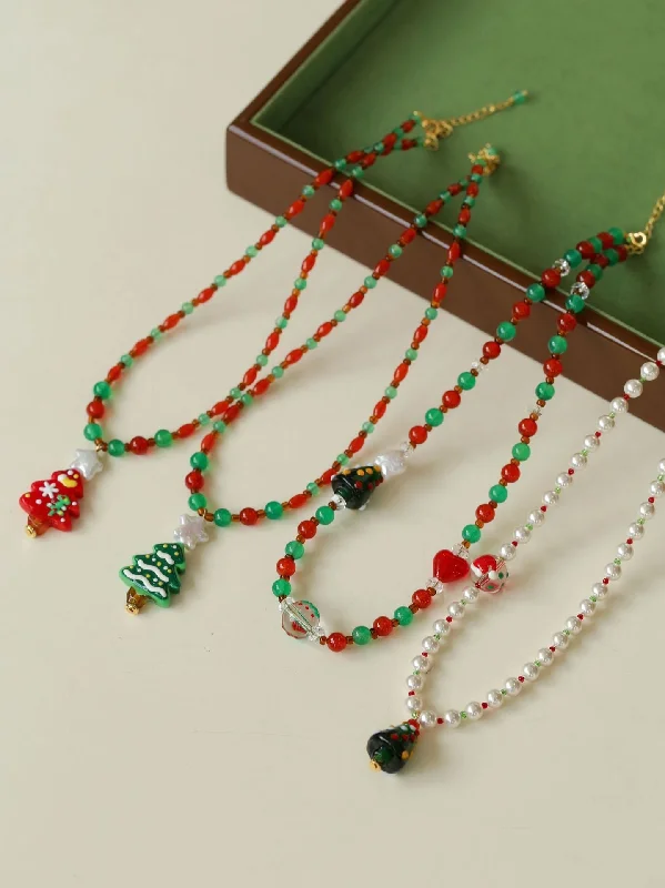 Ladies long necklace-New Christmas Collection Pearl Beaded Necklace