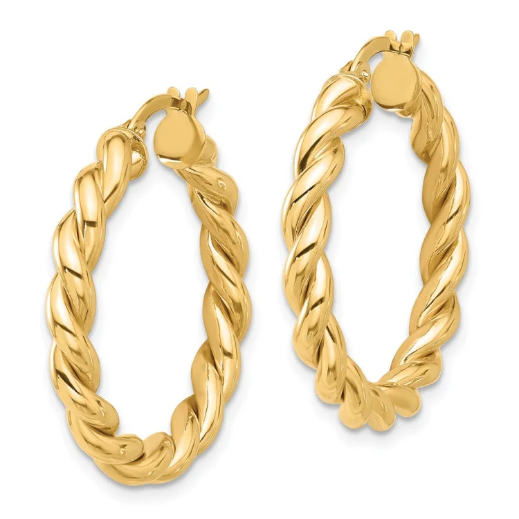 Ladies luxury drop earrings-14k Polished Twisted Hoop Earrings