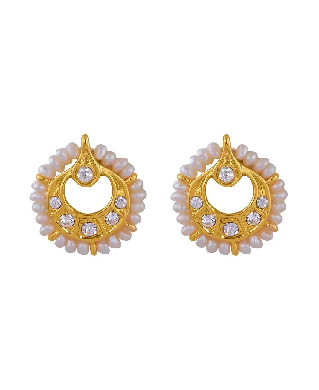 Ladies diamond hoop earrings-Real Pearl Earring