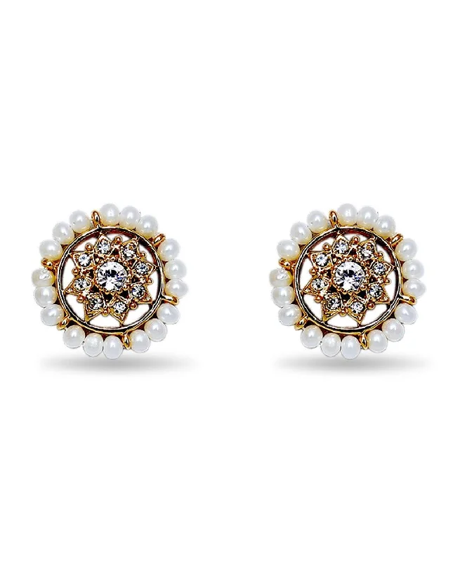 Ladies bridal drop earrings-Traditional Pearl Stud Earrings