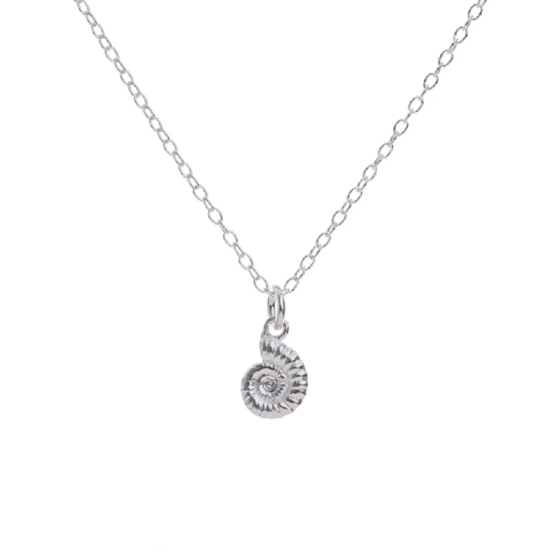 Ladies silver pendant necklace-Silver Ammonite Fossil Necklace