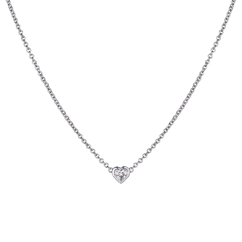 Ladies elegant necklace-BEZEL SET DIAMOND HEART NECKLACE