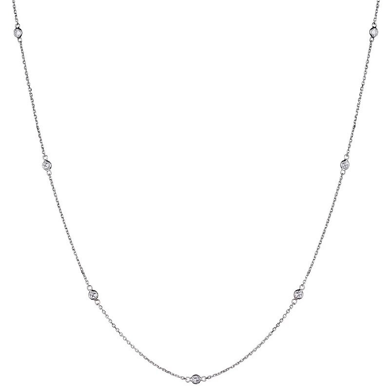 Ladies delicate necklace-BEZEL SET DIAMOND NECKLACE