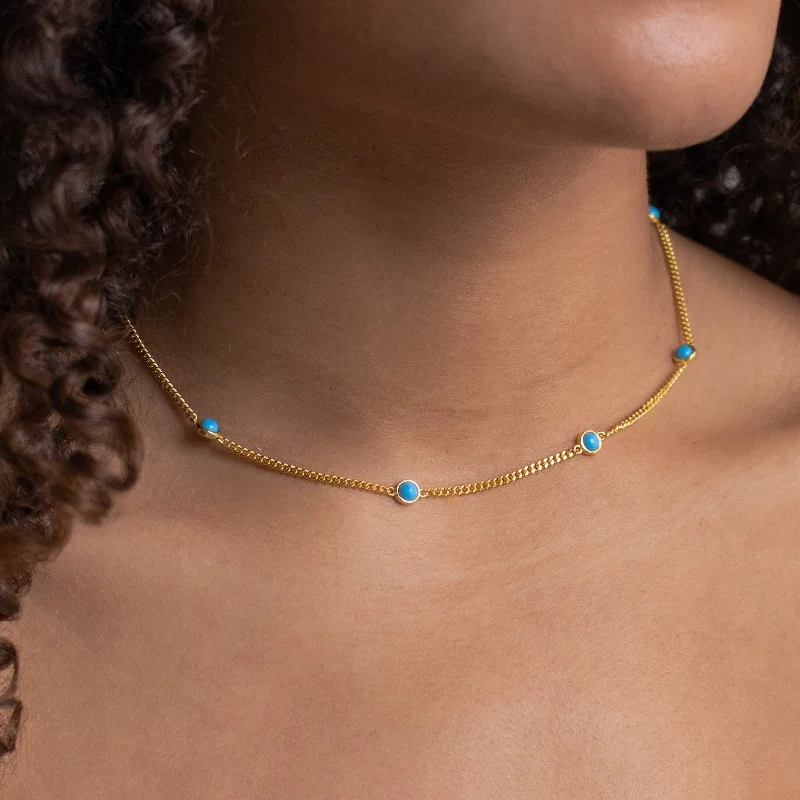 Ladies diamond chain necklace-Santorini Turquoise Choker