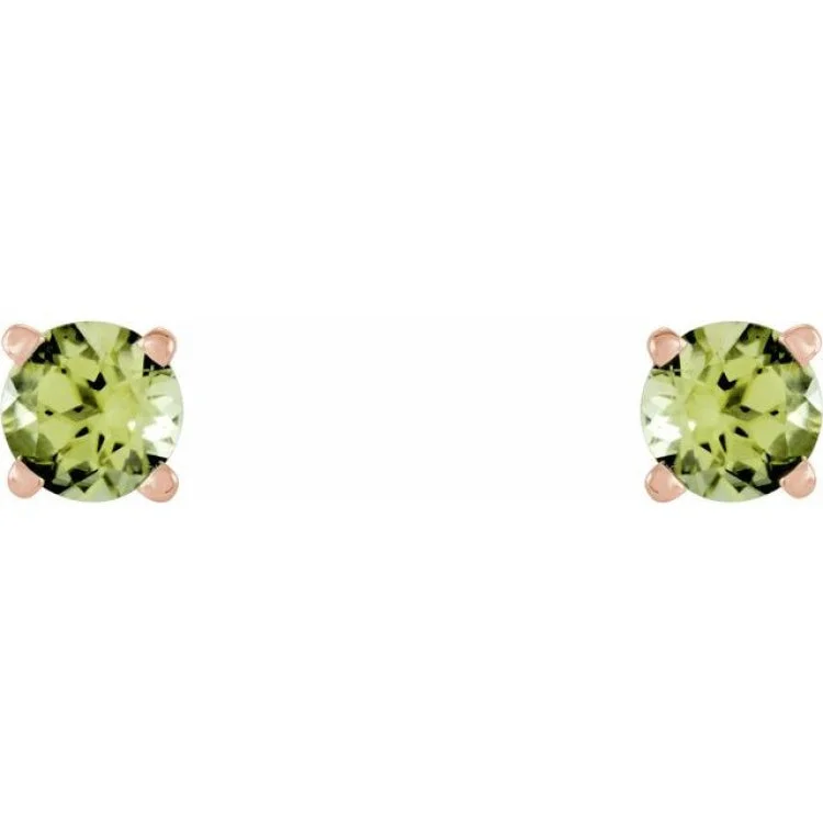 Ladies gemstone dangle earrings-14K Rose 5 mm Natural Peridot Stud Earrings