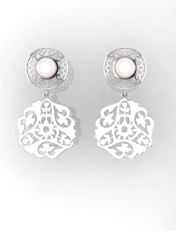 Ladies chic earrings-Sterling Stone Studded Silver Earring