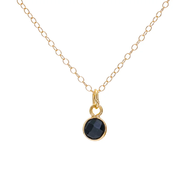 Ladies chain necklace with pendant-Gold Onyx December Birthstone Necklace