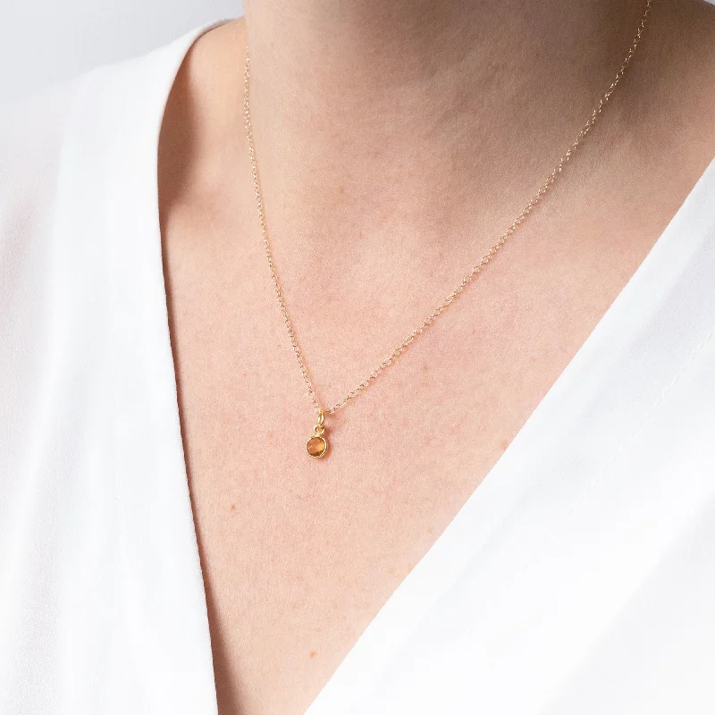 Ladies silver chain necklace-Gold Citrine November Birthstone Necklace