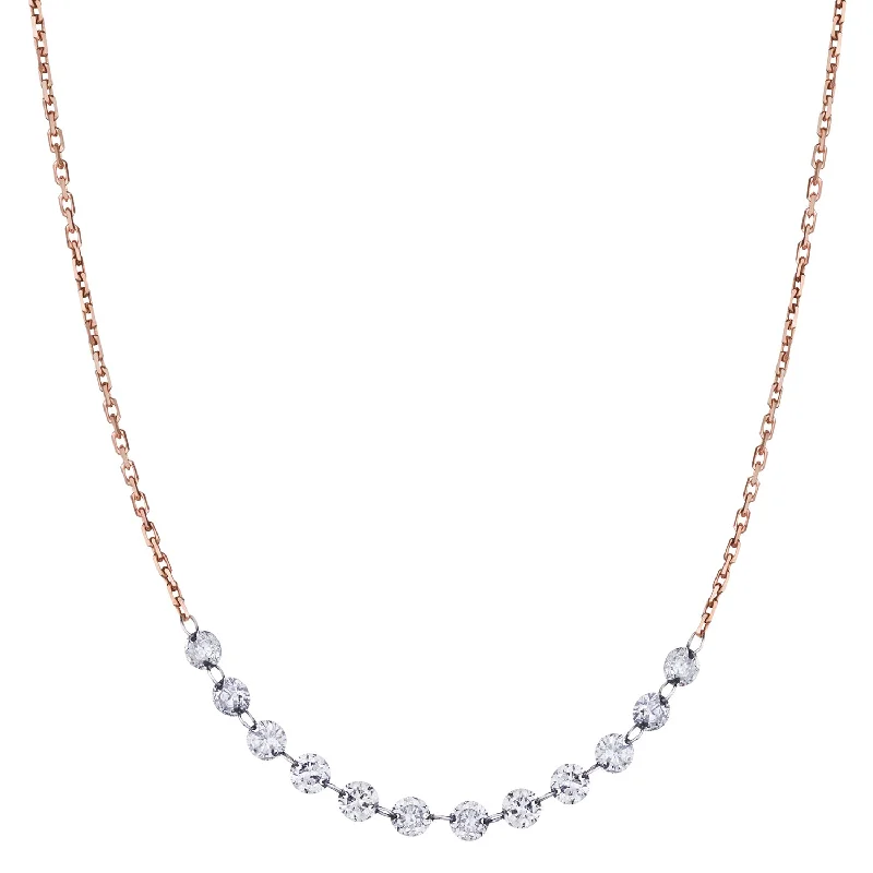 Ladies colorful necklace-INVISIBLY SET DIAMOND NECKLACE