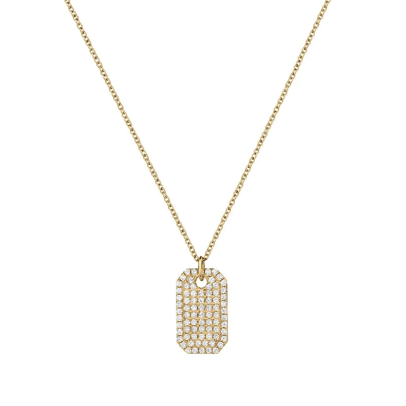 Ladies gold bar necklace-DIAMOND DOG TAG