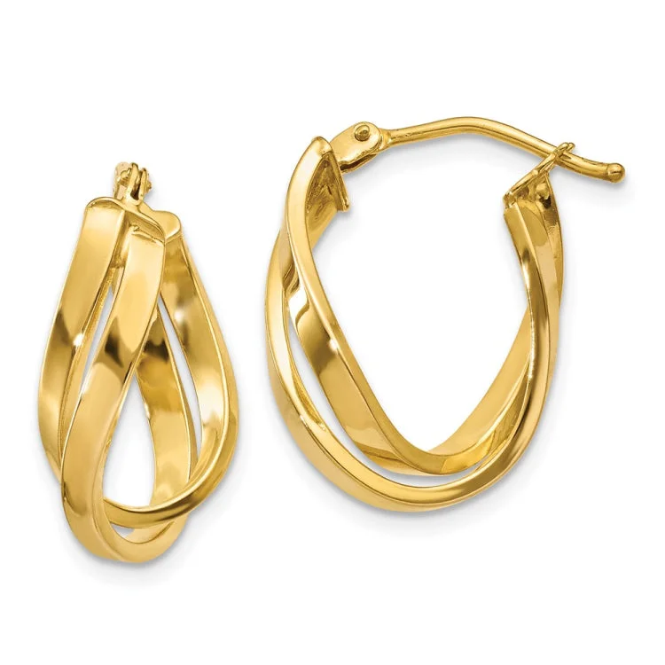 Ladies classic earrings-14k Twisted Hoop Earrings