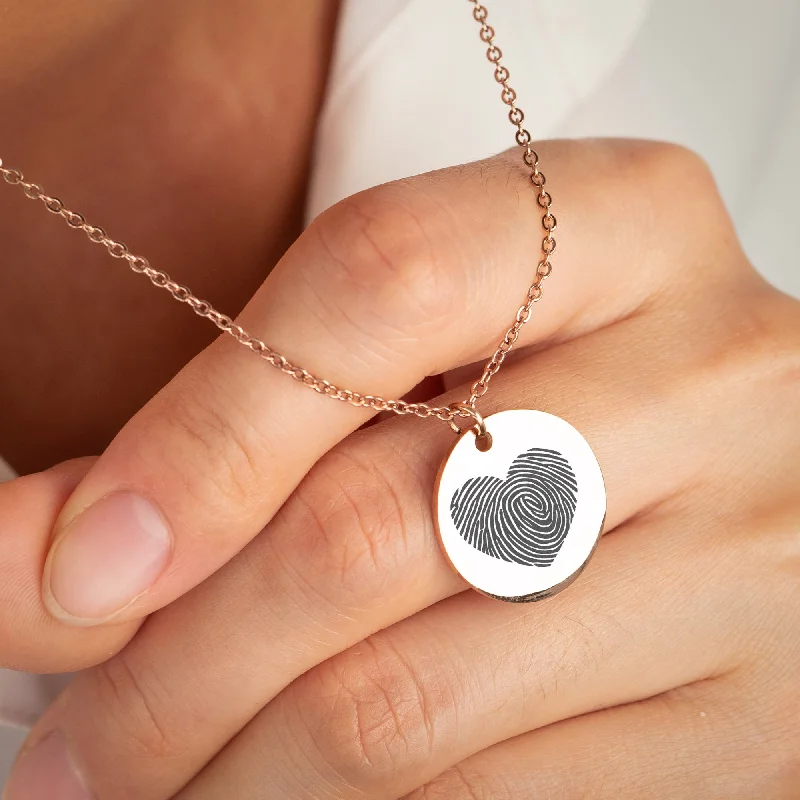 Ladies long necklace-Heart Fingerprint Necklace