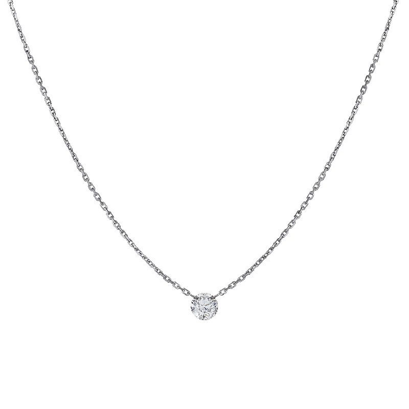 Ladies emerald necklace-INVISIBLY SET DIAMOND NECKLACE