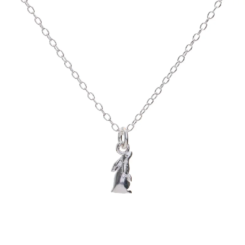 Ladies pearl and diamond necklace-Silver Moon-Gazing Hare Charm Necklace