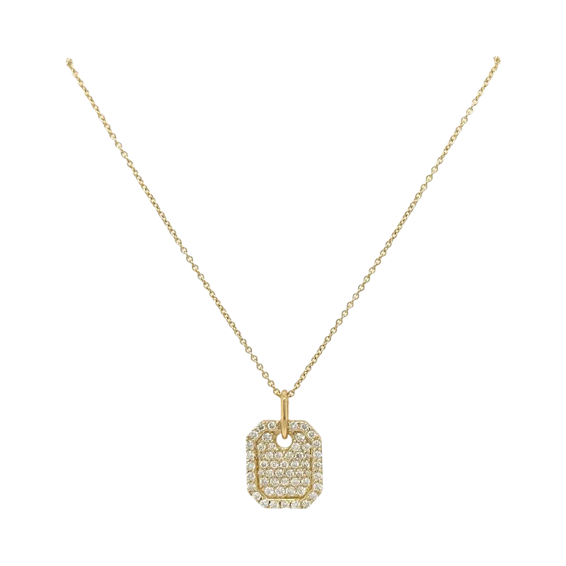 Ladies gold heart necklace-PAVÉ DIAMOND DOG TAG NECKLACE