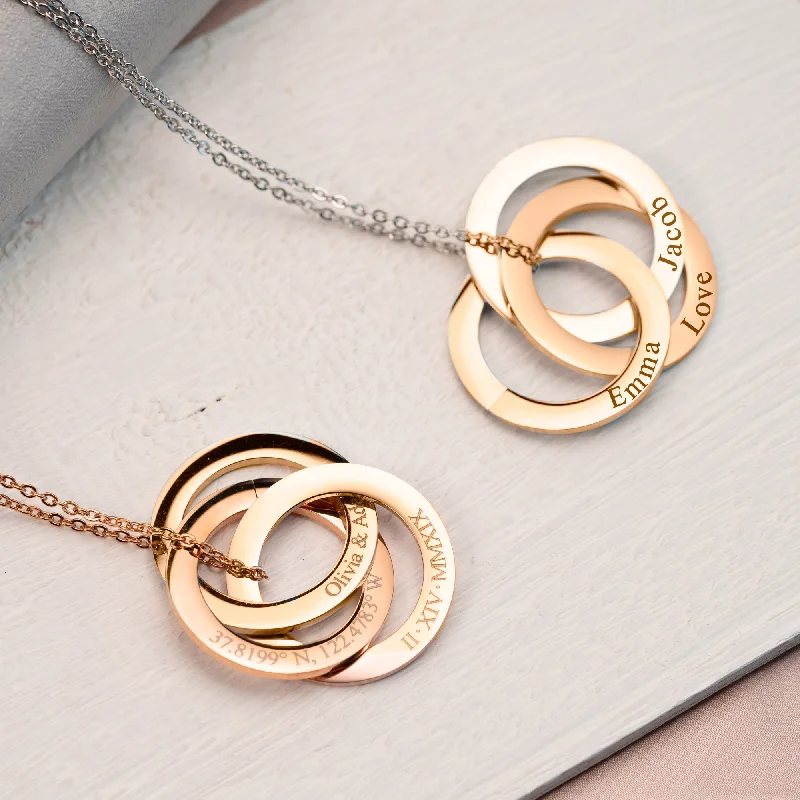 Ladies solitaire pendant necklace-Eternity Circle Name Necklace