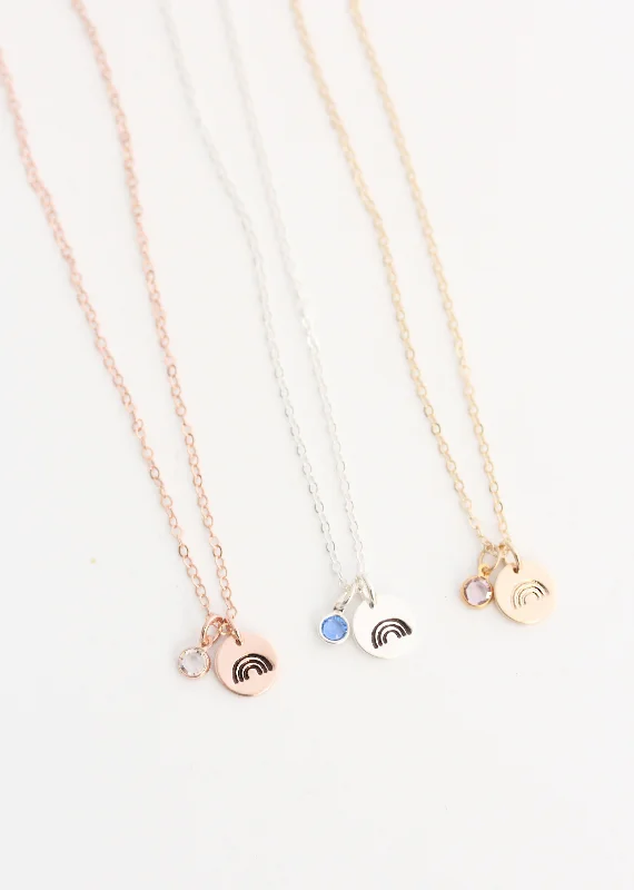 Ladies gold chain with pendant-rainbow necklace {silver + gold}