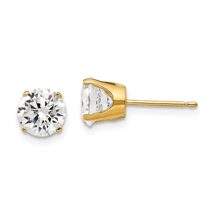 Ladies bridal earrings-14k 6.5mm CZ stud earrings