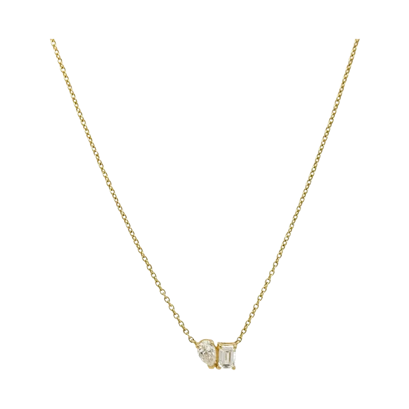 Ladies fashion necklace-DIAMOND TOI ET MOI NECKLACE