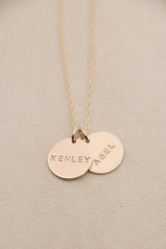 Ladies rose gold pendant necklace-double classic name necklace { silver + gold }