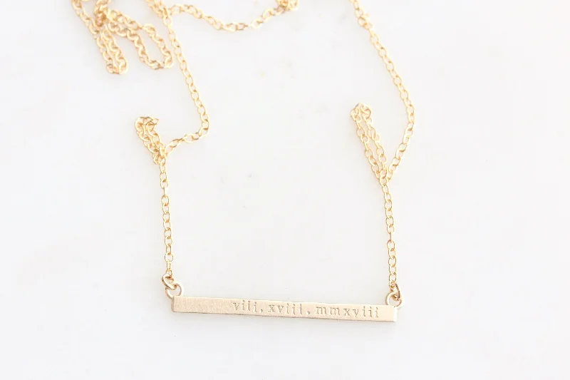 Ladies classic diamond necklace-roman numerals necklace {silver or gold}